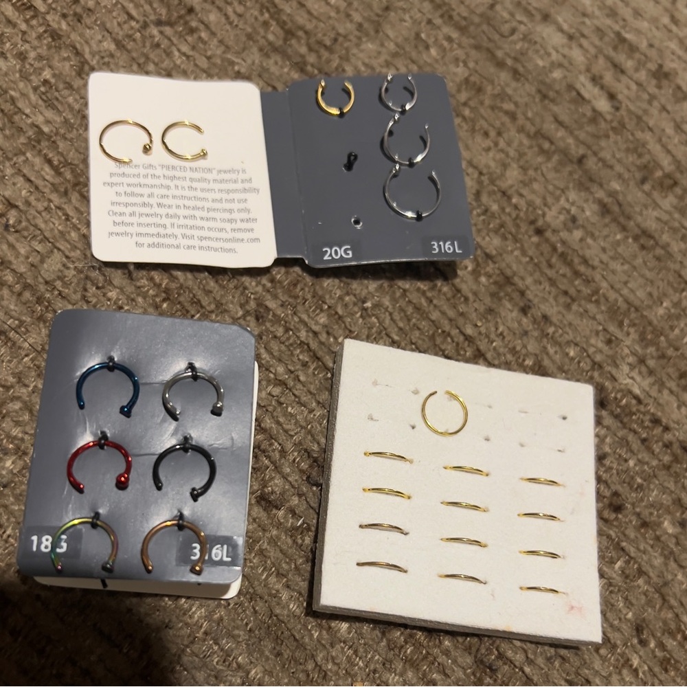 Spencer's Multicolor Hoop Nose Ring Set